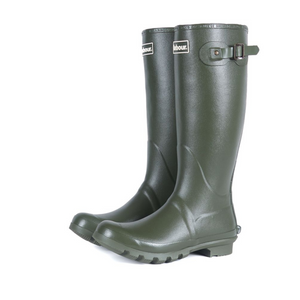 Kuvassa oliivinvihreä Barbour Bede kumisaapas pari.