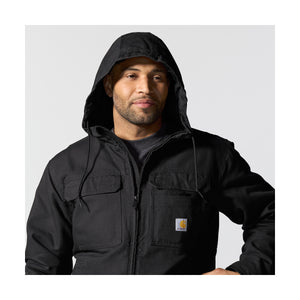 Takissa on säädettävä huppu sekä etuvetoketju myrskyläpällä ja leukasuojalla.