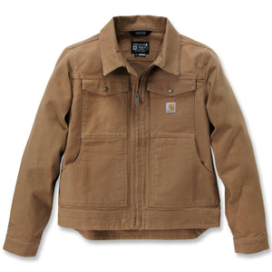 Kuvassa Carhartt Berwick Rugged Flex Duck Jacket. Takki on väriltään Carhartt Brown eli ruskea.