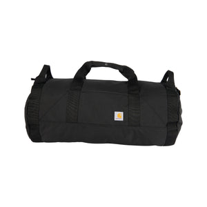 Kuvassa on Carhartt Classic Round Duffel laukku joka on väriltään musta ja siinä on pieni Carhartt logo.