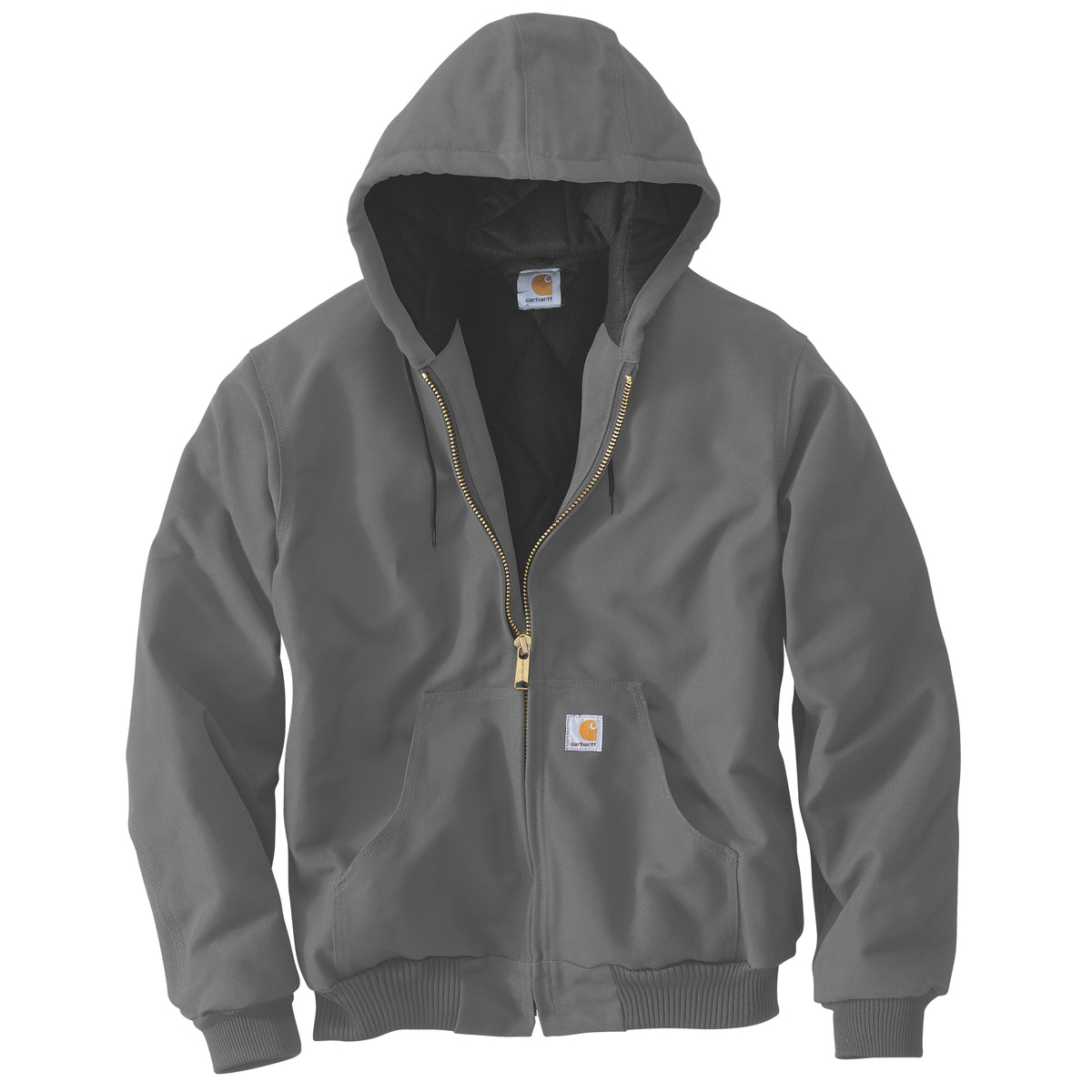 Kuvassa on harmaa Carhartt Icon J140 Active Jacket jossa on edessä taskut.