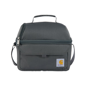 Kuvassa Carhartt termoskassi joka on harmaa. Kassissa on pieni Carhartt logo.