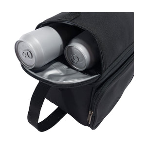 Lähikuvassa Carhartt termoskassi jossa on tölkeille oma tasku.