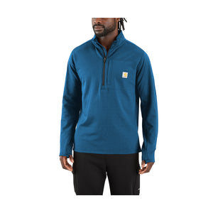 Carhartt Force Mock Neck pitkähihainen paita puolivetoketjulla, taivaansininen