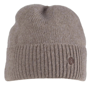 Kuvassa on ruskea merinovillan ja kashmirin sekoitteesta valmistettu pipo.