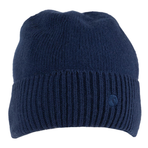 Kuvassa on sininen merinovillan ja kashmirin sekoitteesta valmistettu pipo.