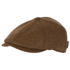 Kuvassa on ruskea merinovillainen flat cap.