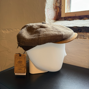 Stetson Hatteras Linen Silk Herringbone, ruskeabeige