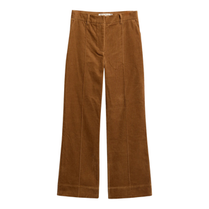 Barbour Emmy Trousers naisten vakosamettihousut, punaruskea, edestä kuvattuna.