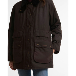 Barbour Modern Border naisten öljykangastakki, ruskea, etutaskut.