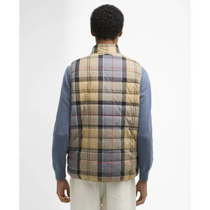 Ruutukuosinen liivi takaapäin kuvattuna.