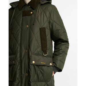 Barbour Rudson Quilt takin etuosan yksityiskohtia.