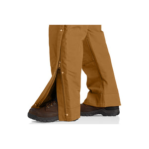 Lähikuva Carharttin Insulated Bib talvilappuhaalareiden vetoketjulahkeesta.