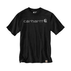 Musta Carhartt Signature Logo miesten t-paita tuotekuvassa edestä päin kuvattuna.