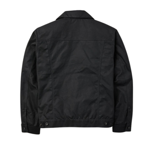 Filson Tin Cloth Short Lined Cruiser miesten takki, musta, takaalta kuvattuna.