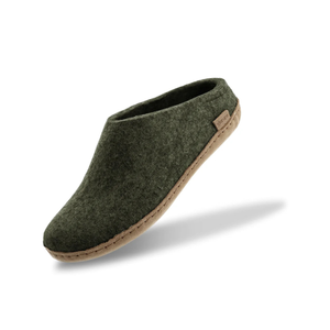 Glerups Slip On villatohvelit vihreä | Nahkapohja