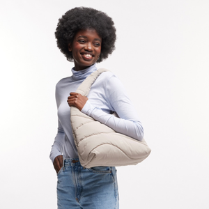 Got Bag Wavy Puffer Shoulder Bag, vaaleanbeige