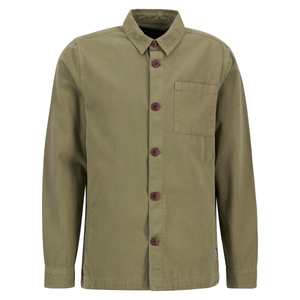 Kuvassa on oliivinvihreä Barbour Washed paitatakki.