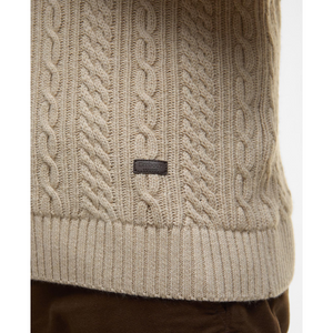 Barbour Lowfen Cable Crew miesten neulepaita, hiekka