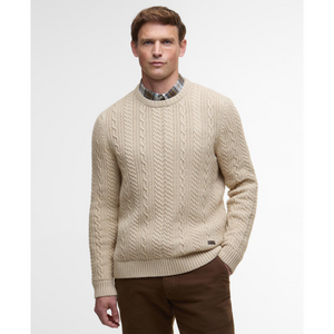 Barbour Lowfen Cable Crew miesten neulepaita, hiekka