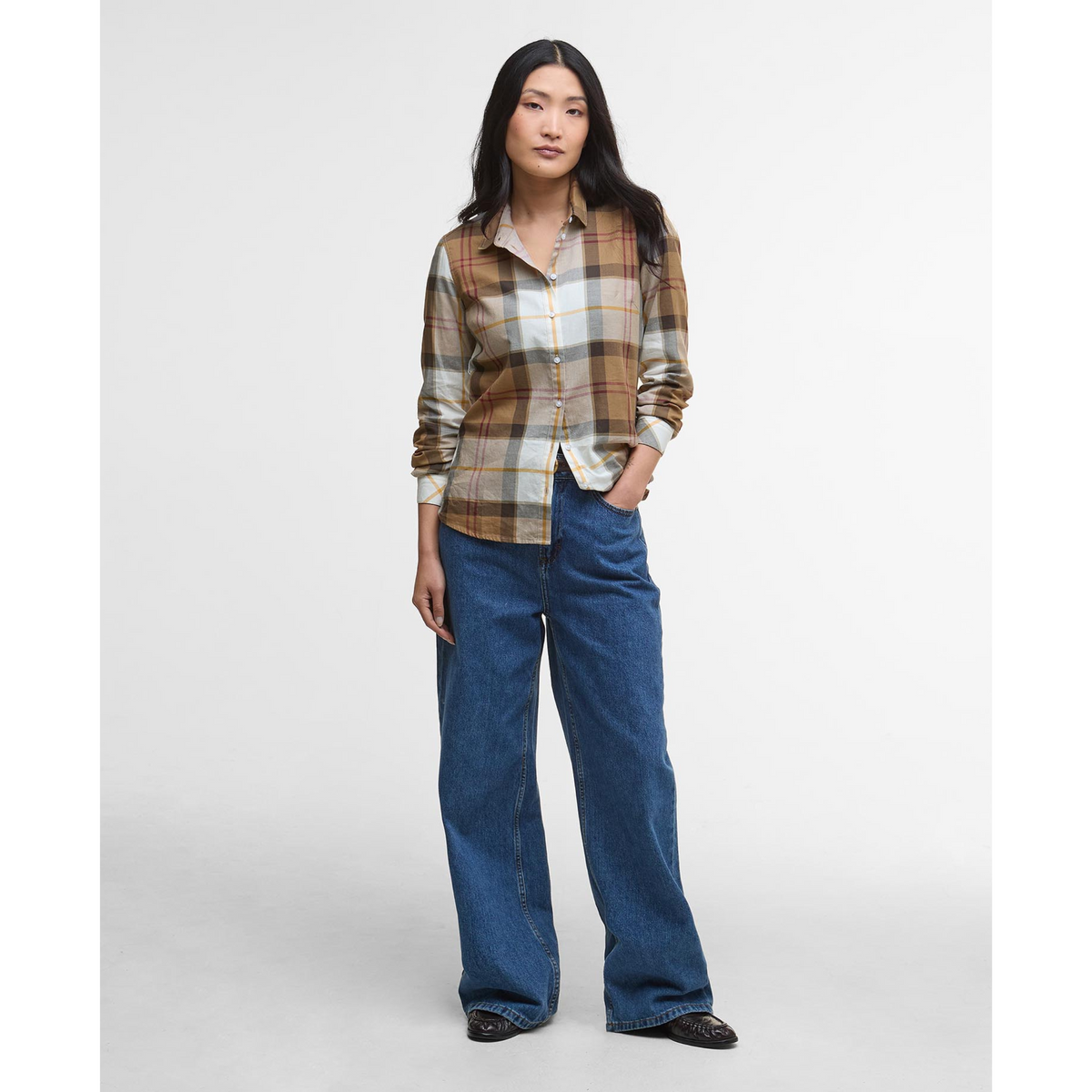 Barbour Bredon Check naisten kauluspaita, puna-ruskearuudullinen