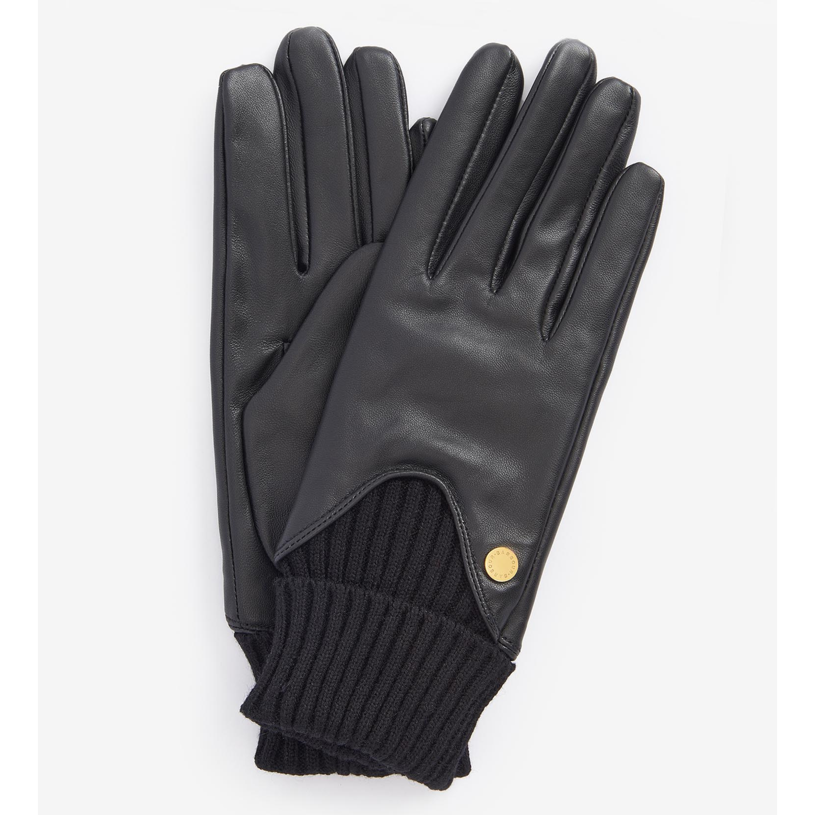 Kuvassa mustat, pehmeästä lampaannahasta valmistetut naisten Barbour Deanna -nahkahanskat.