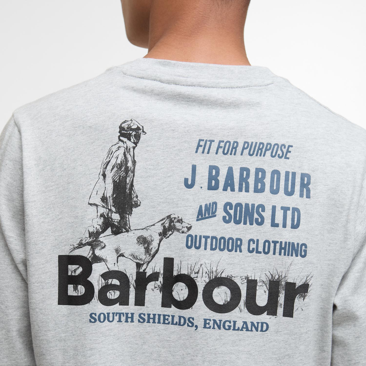 Paidan selkäpuolelle on painettu suuri heritage-henkinen koira-aiheinen grafiikka.