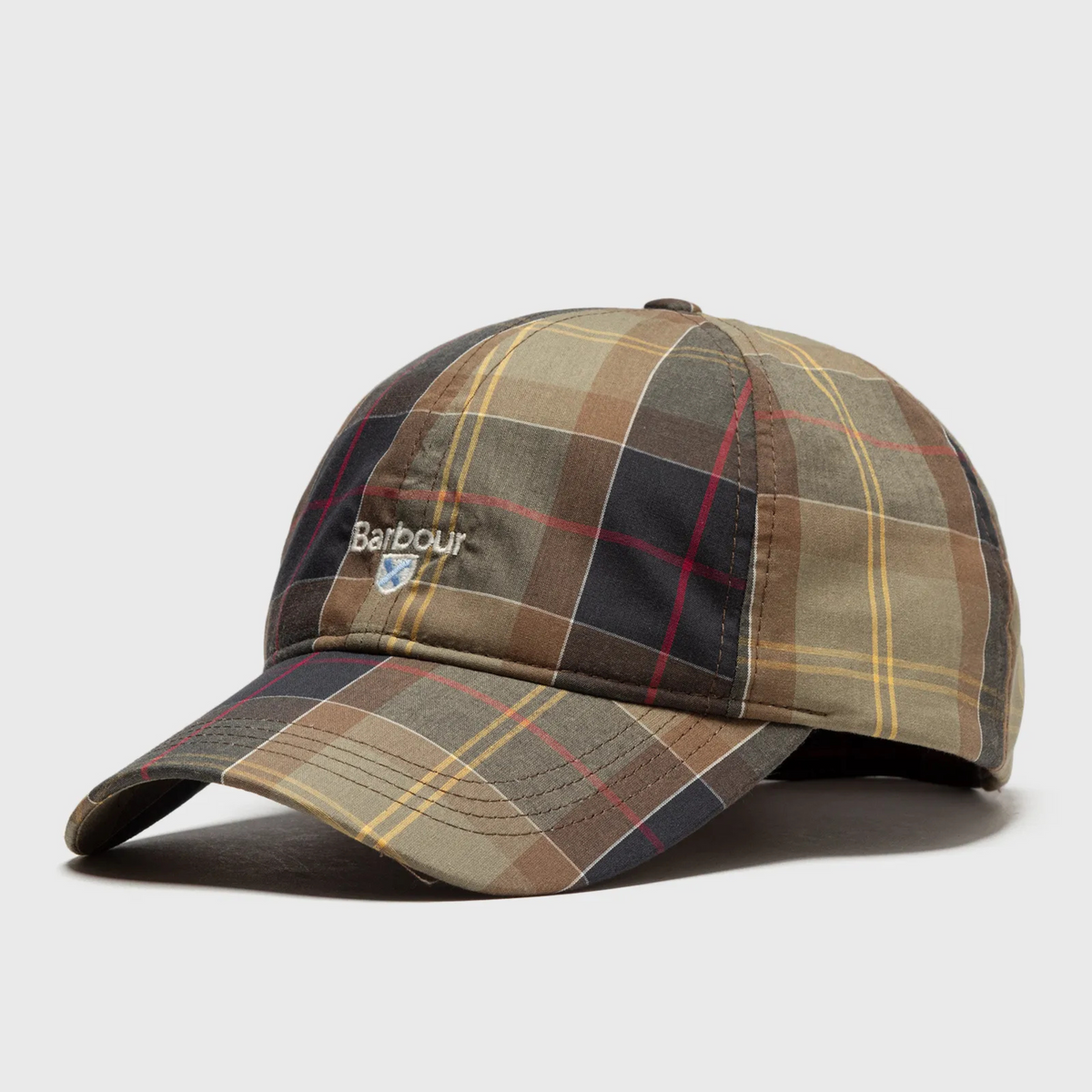 Kuvassa on Barbourin klassisella tartankuosilla varustettu lippis.