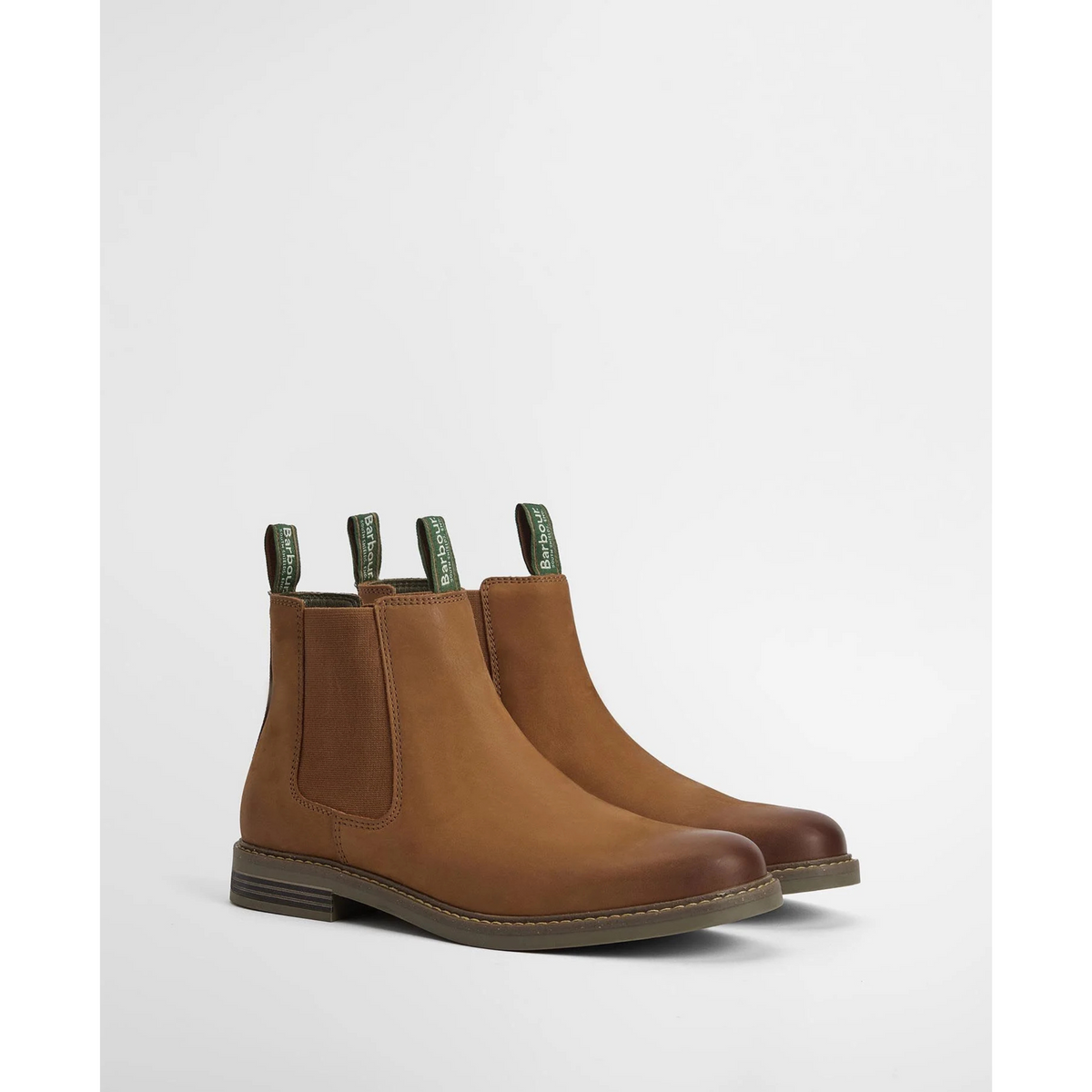 Kuvassa Barbour Farsley Chelsea Boots kengät. Kengät ovat värissä Tan.