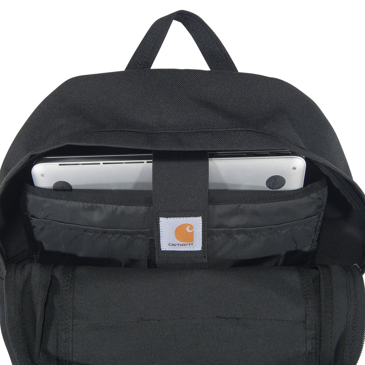 Kuvassa näkyy Carhartt 23 L Single Compartment repun sisällä oleva tietokone tasku. 