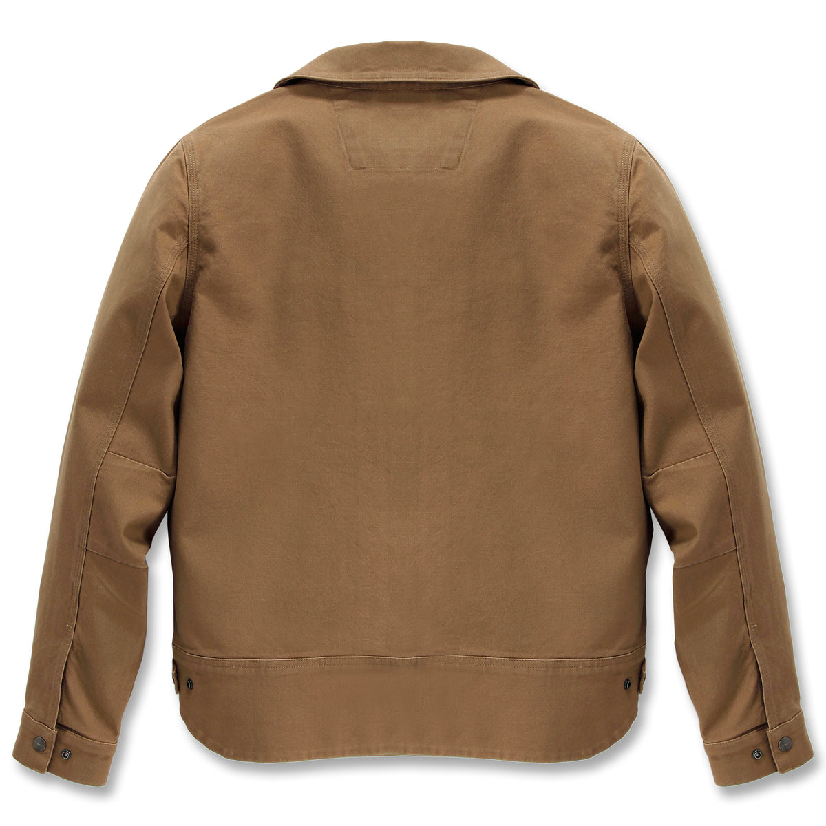 Takaapäin kuvattuna Carhartt Berwick Rugged Flex takki. Takissa on farkkutakki leikkaus ja vyötäröä voi säätää napillisilla kiristyshihnoilla. 
