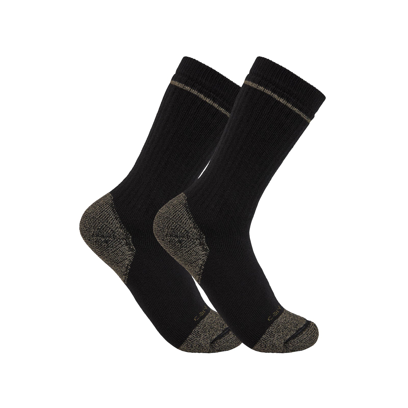 Kuvassa on Carhartt miesten paksut puuvillasekoitesukat jotka on vahvistettu sukan pohjasta, kantapäästä ja varpaiden kohdalta.