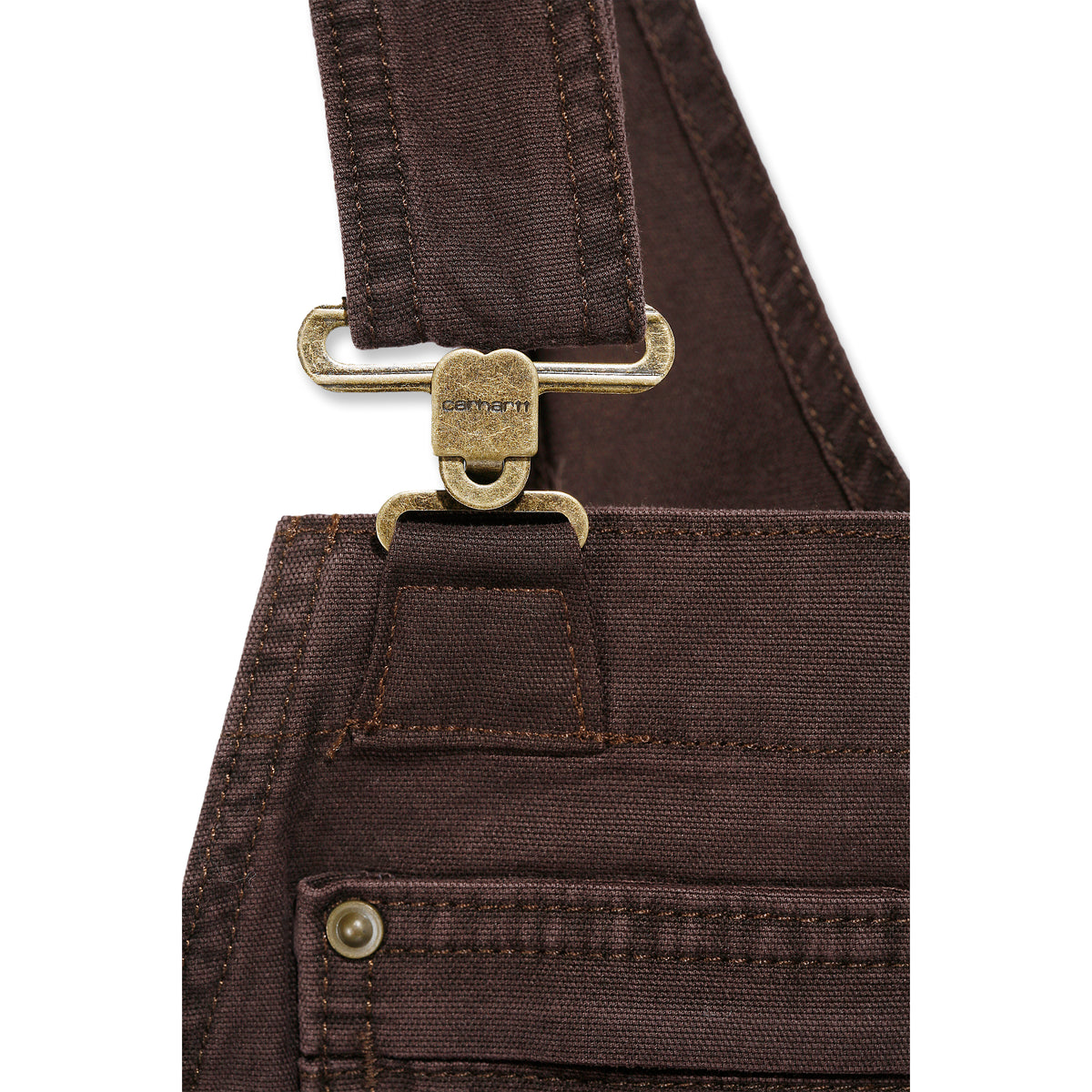 Kuvassa Carhartt Crawford lappuhaalarin henkseli, jossa on solki. 