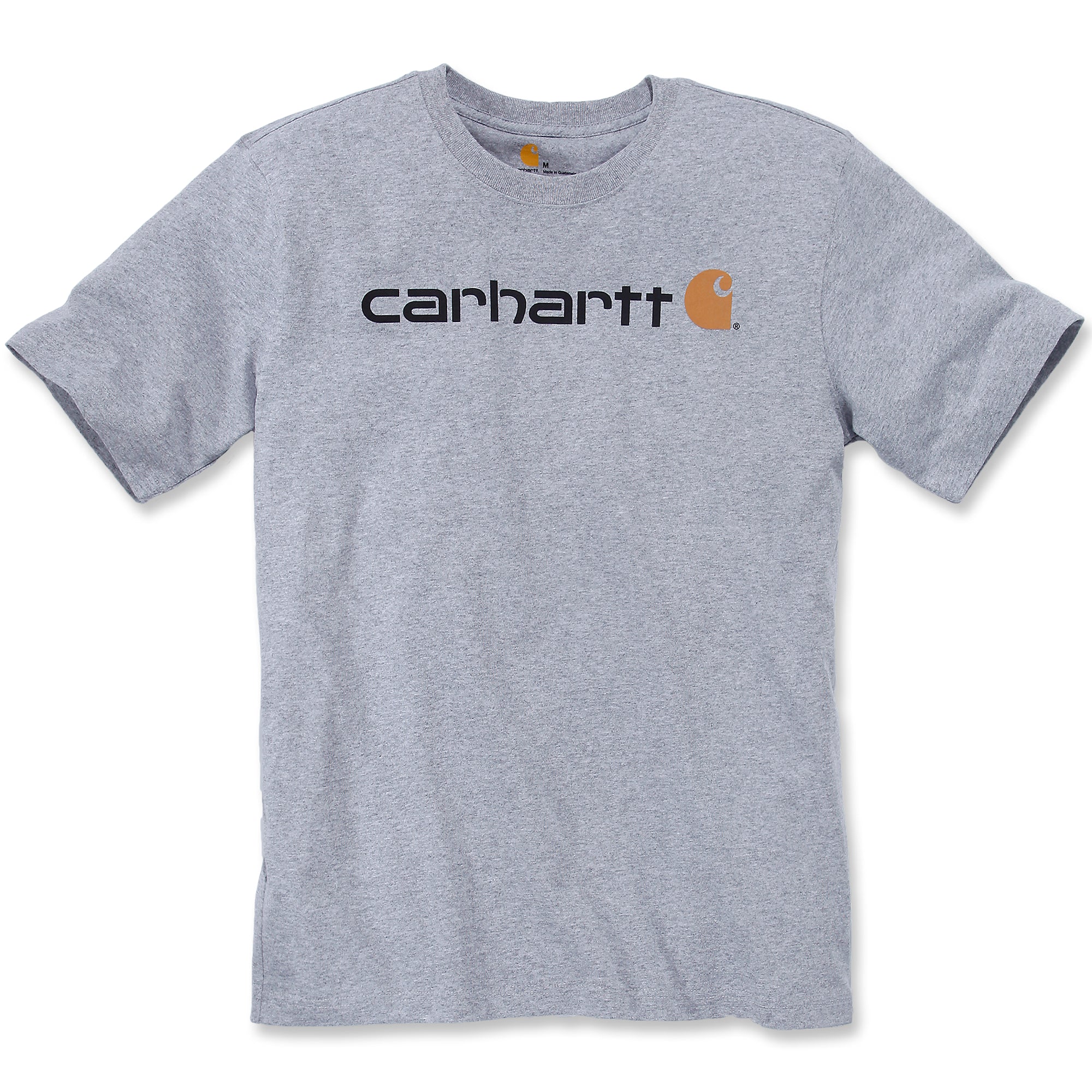 Kuvassa on Carhartt harmaa t-paita jonka rintaan on painettu musta Carhartt logo.