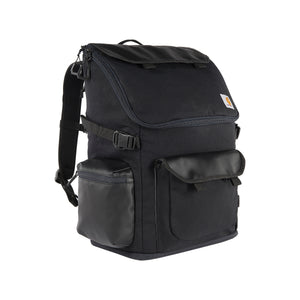 Kuvassa on musta Carhartt Workday Backpack -reppu johon mahtuu jopa 35 litraa tavaraa.