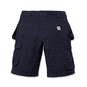 Kuvassa Carhartt Steel Multipocket shortsit jossa on takana taskut ja Carhartt logo. 