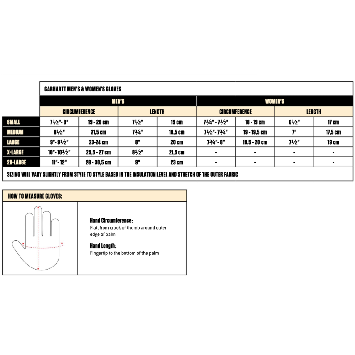 Carhartt naisten vuorellinen hanska, musta