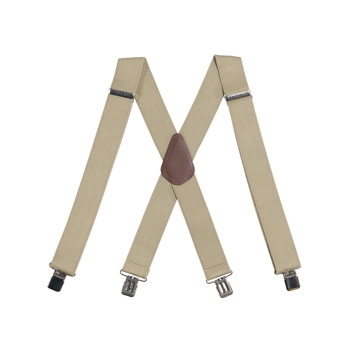 Kuvassa olevat beiget Carhartt henkselit on valmistettu erittäin kestävästä ja joustavasta polyesterikumista.