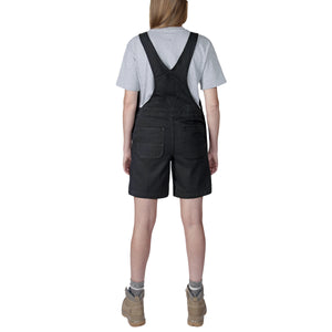 Takaa kuvattuna mustat Carhartt lappuhaalarishortsit jossa on takana taskut. 