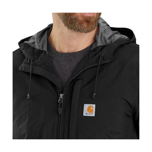 Kuvassa Carhartt Rockford Jacket takin yläosa jossa näkyy rintaan ommeltu Carhartt-logo.