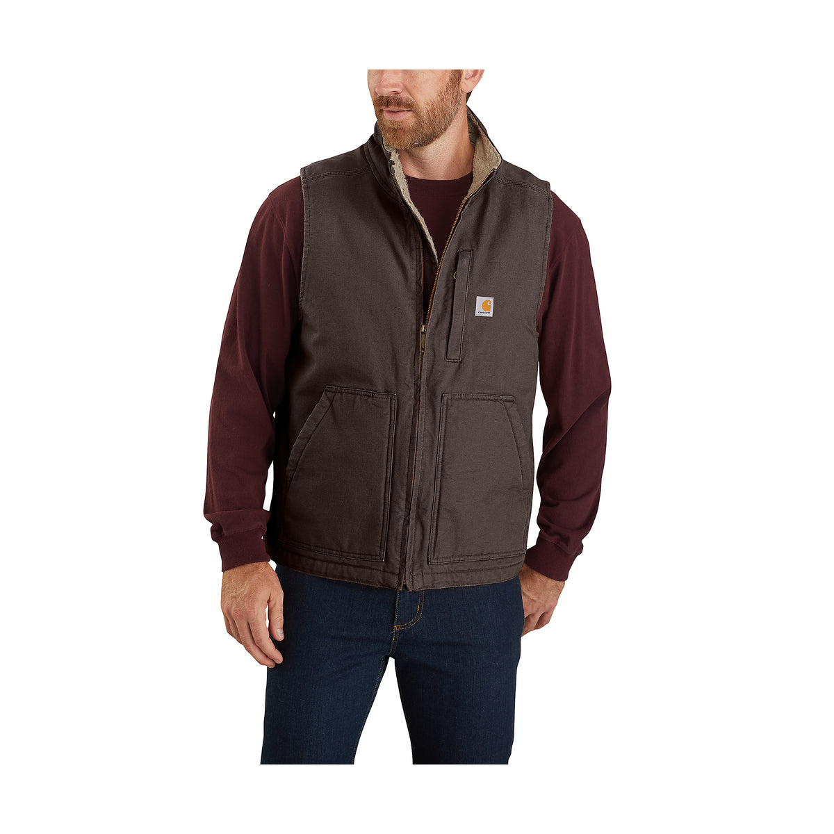 Carhartt Mock Neck miesten liivi, tummanruskea