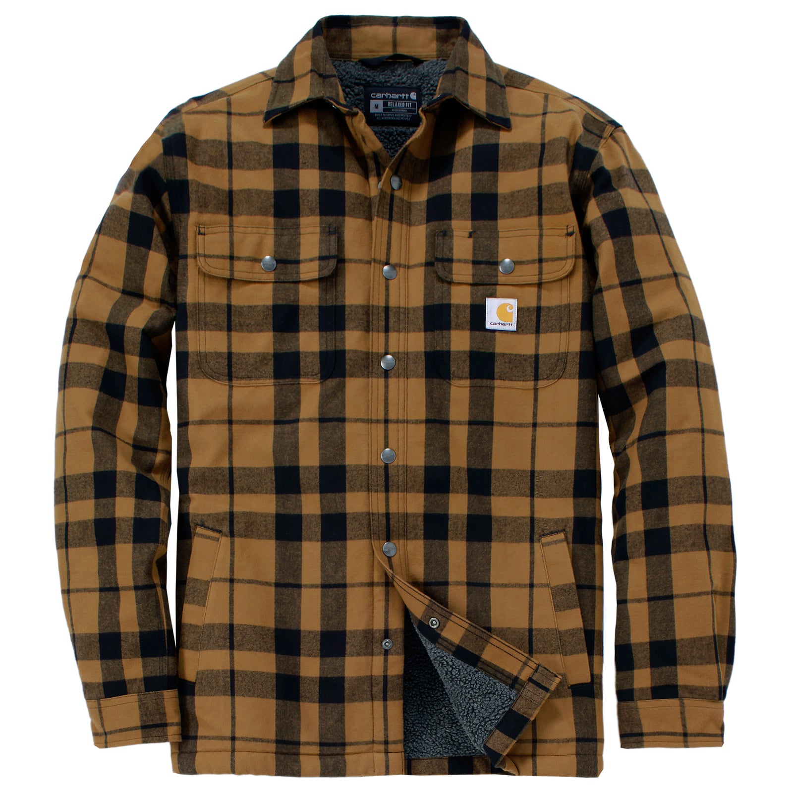 Carhartt Flannel Sherpa Lined paitatakki, ruskea