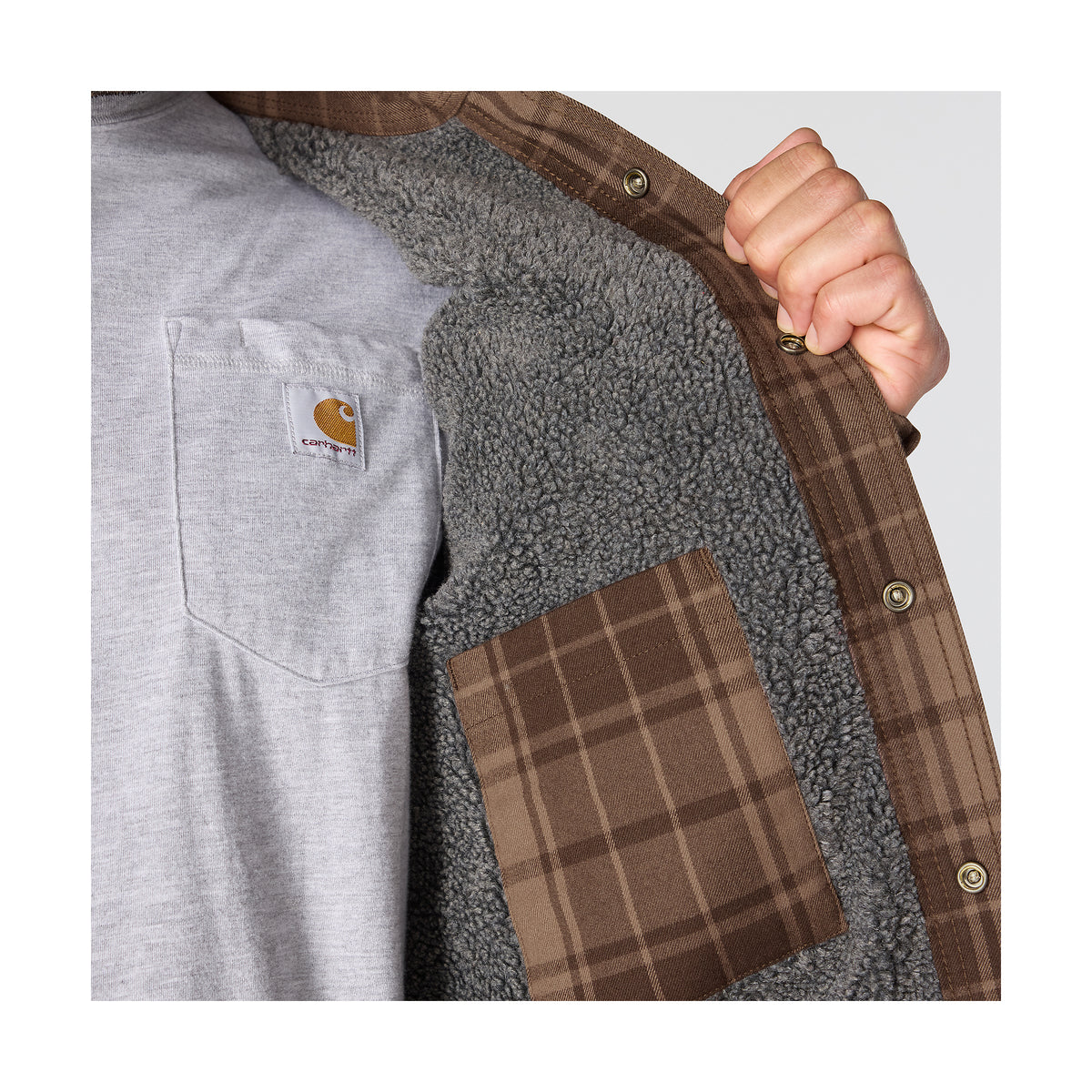 Carhartt Flannel Sherpa Lined paitatakki, tummanruskearuudullinen