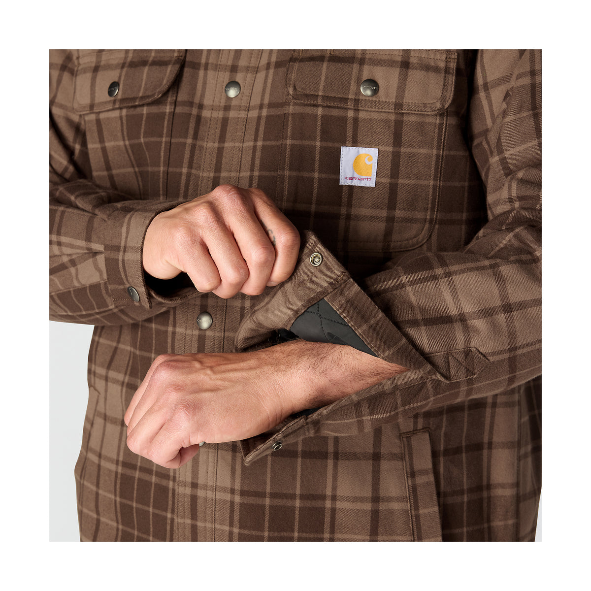 Carhartt Flannel Sherpa Lined paitatakki, tummanruskearuudullinen