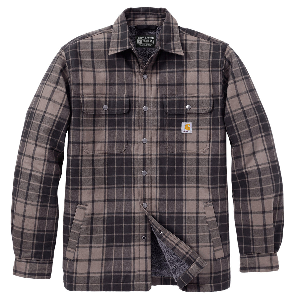 Carhartt Flannel Sherpa Lined paitatakki, tummanruskearuudullinen