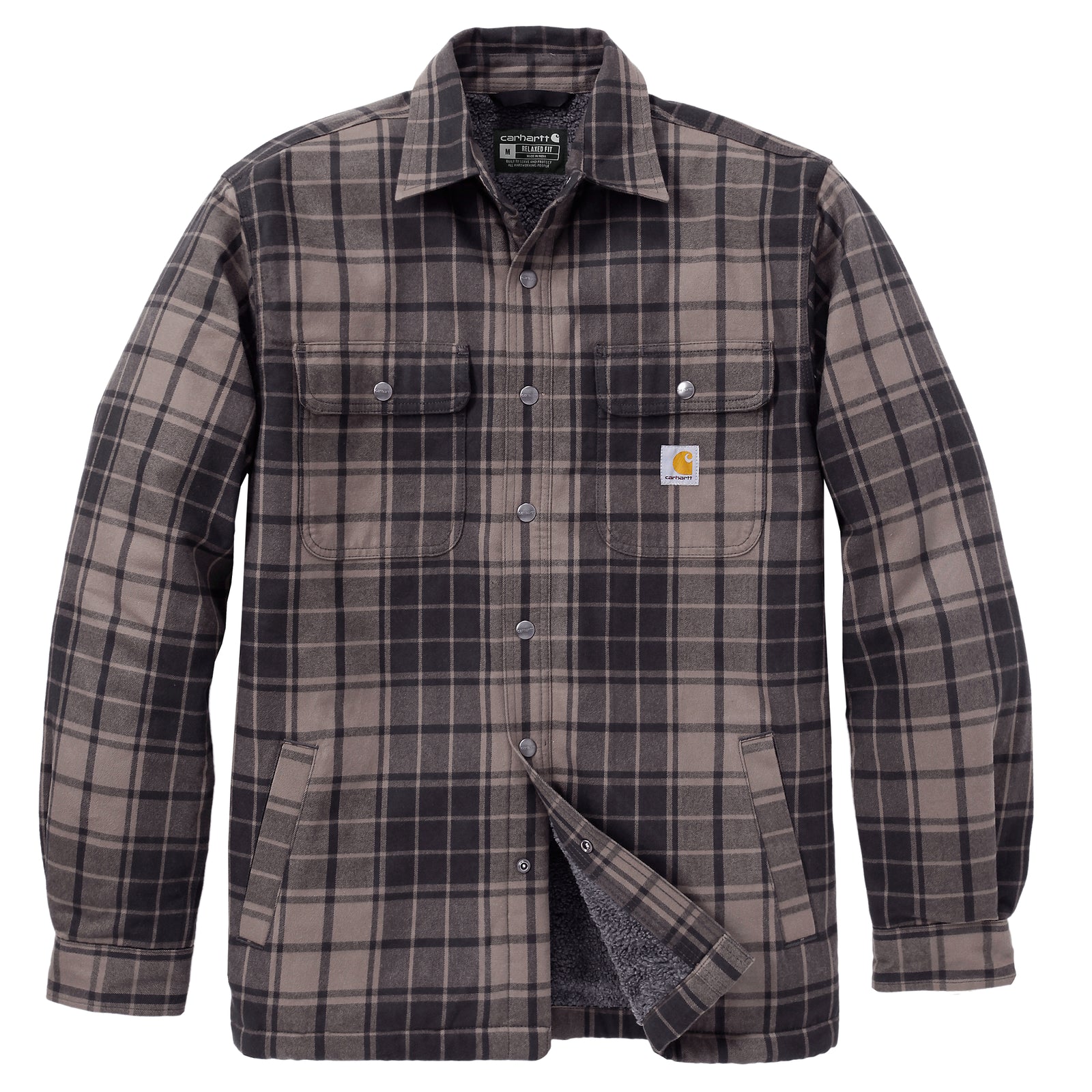 Carhartt Flannel Sherpa Lined paitatakki, tummanruskearuudullinen