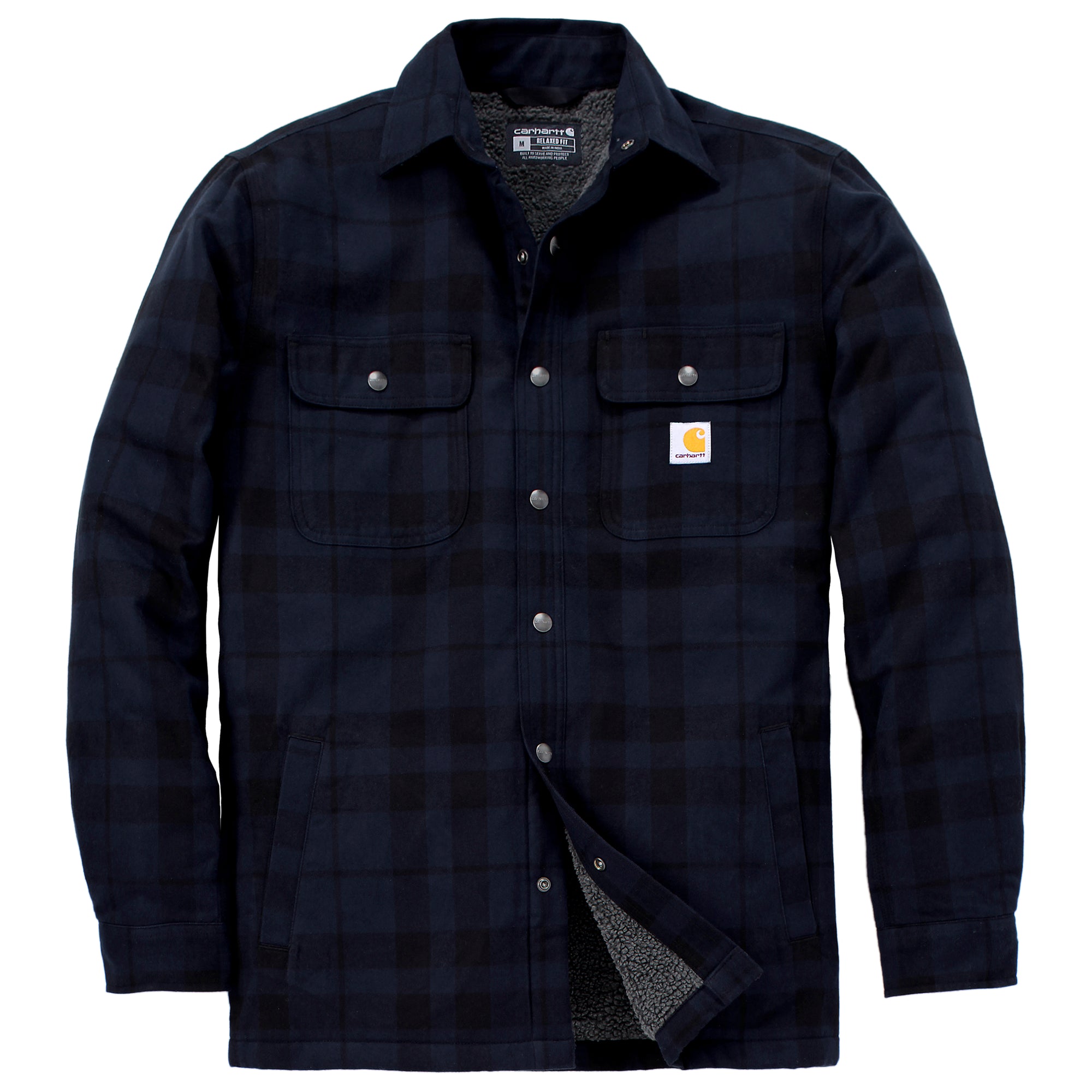 Carhartt Flannel Sherpa Lined paitatakki, sinimustaruudullinen