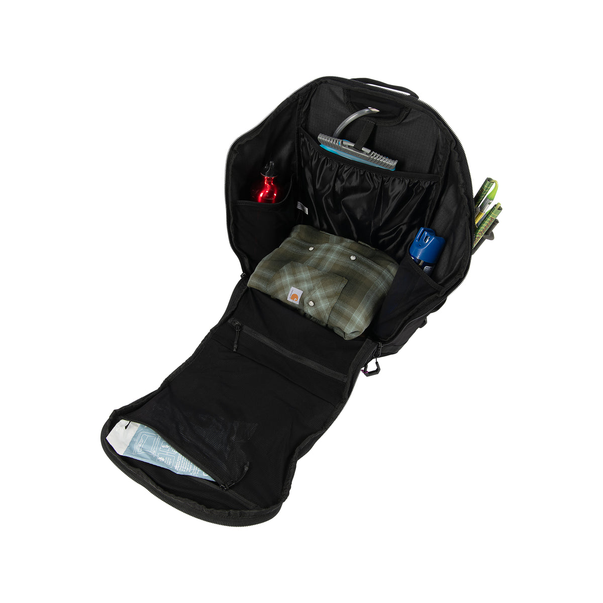 Useat verkolliset sisätaskut, joustavat ulkotaskut ja pitkä vetoketju helpottavat pakkausta ja käyttöä reissussa.