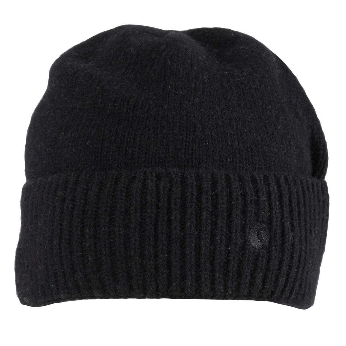 Kuvassa on musta merinovillan ja kashmirin sekoitteesta valmistettu pipo.