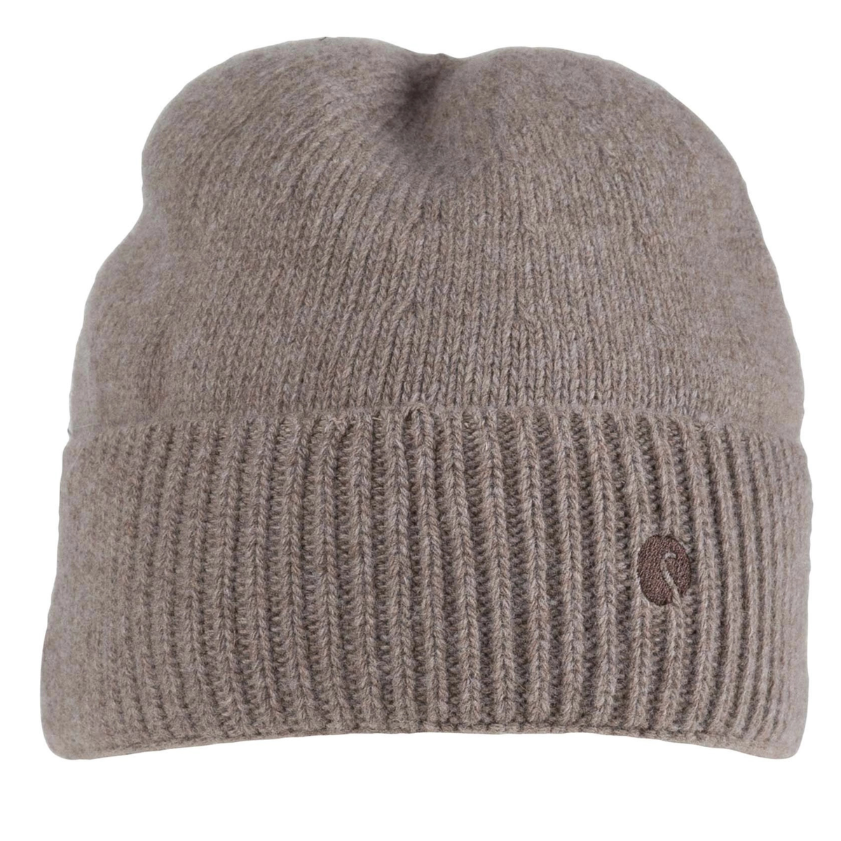 Kuvassa on ruskea merinovillan ja kashmirin sekoitteesta valmistettu pipo.